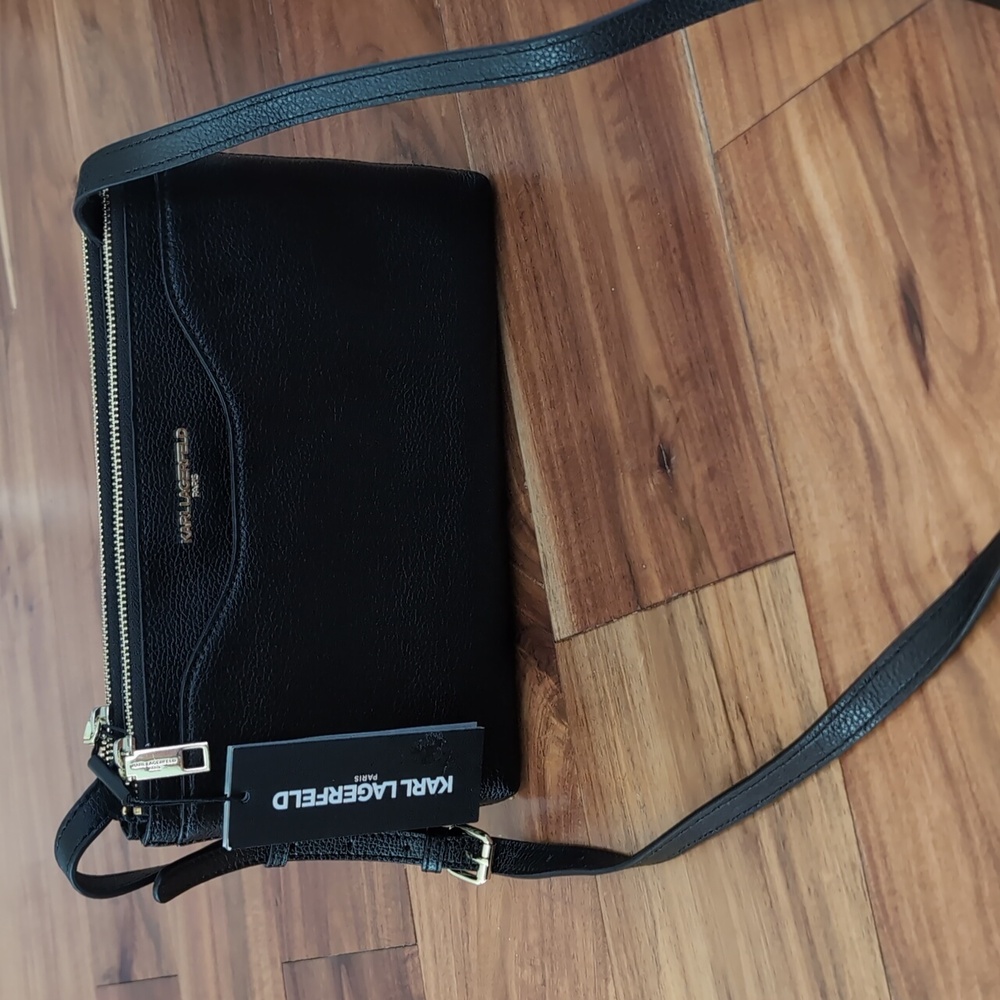 Karl Lagerfeld Paris Doreen Leather Double-Zip Crossbody Bag Nwt ❤️